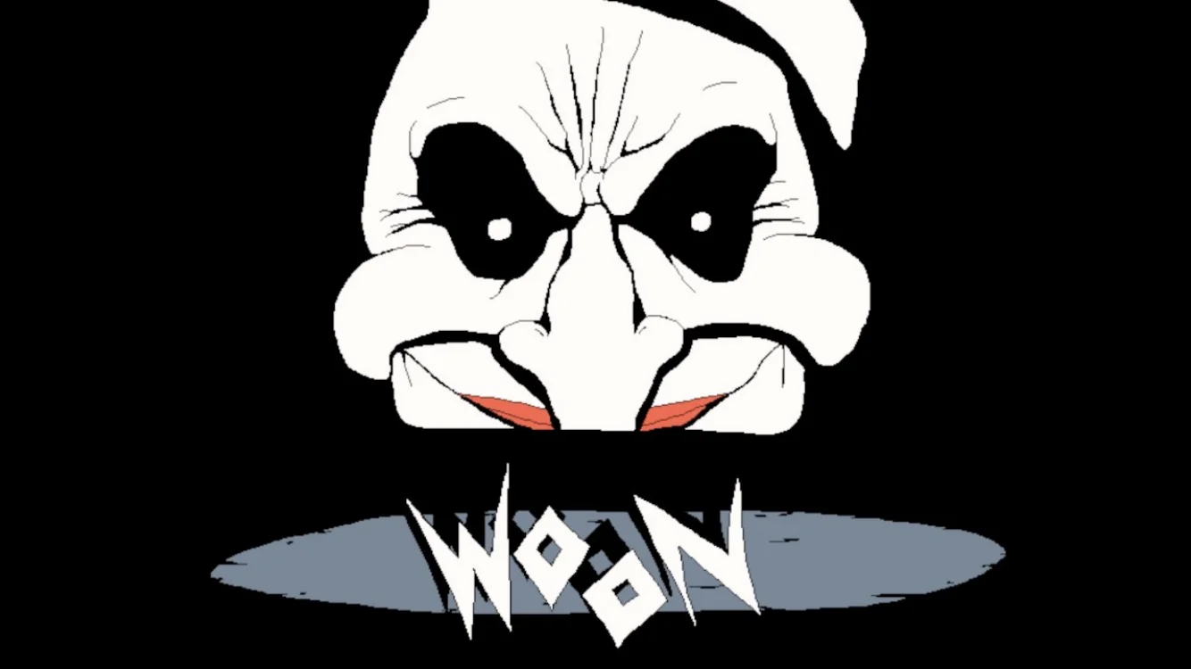 The titular Woon staring into the camera, with text reading "WOON" underneath.